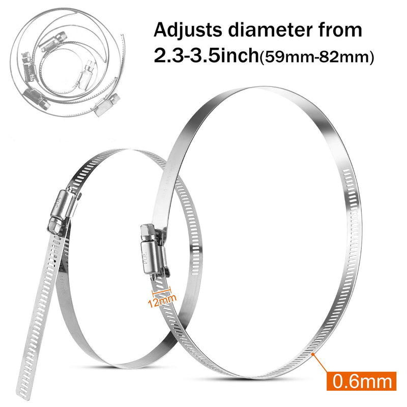 [Australia - AusPower] - MIAHART 3 inch Hose Clamp Adjustable 304 Stainless Steel Duct Clamps 6 Pack Worm Gear Adjustable 59mm-82mm Pipe Clamp Worm Drive Clamp for Automotive Mechanical Agriculture 3 inch (59-82MM) 