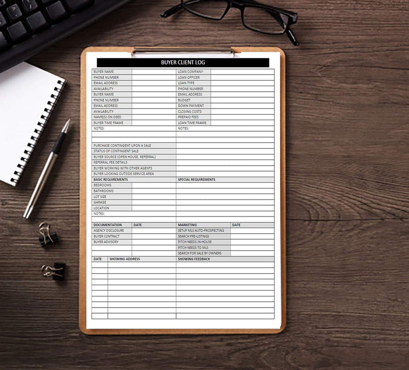[Australia - AusPower] - Real Estate Agent Supplies - Home Buyer Client Log to Include in Real Estate Buyer Folders. Realtor Log to Track Buyer Needs, Home Showings & Agent Activity. 50 Page Notepad. 8.5 X 11. Made in the USA. 