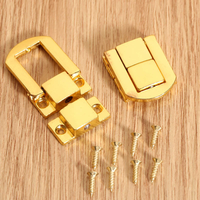 [Australia - AusPower] - dophee Toggle Catch Lock 0.98"x0.79" Gold Retro Style Iron Hasp Wood Chest Lock Latch Clasp with Screws for Jewellery Box Suitcase Chest Decoration (5-Pack) 5 Pieces 