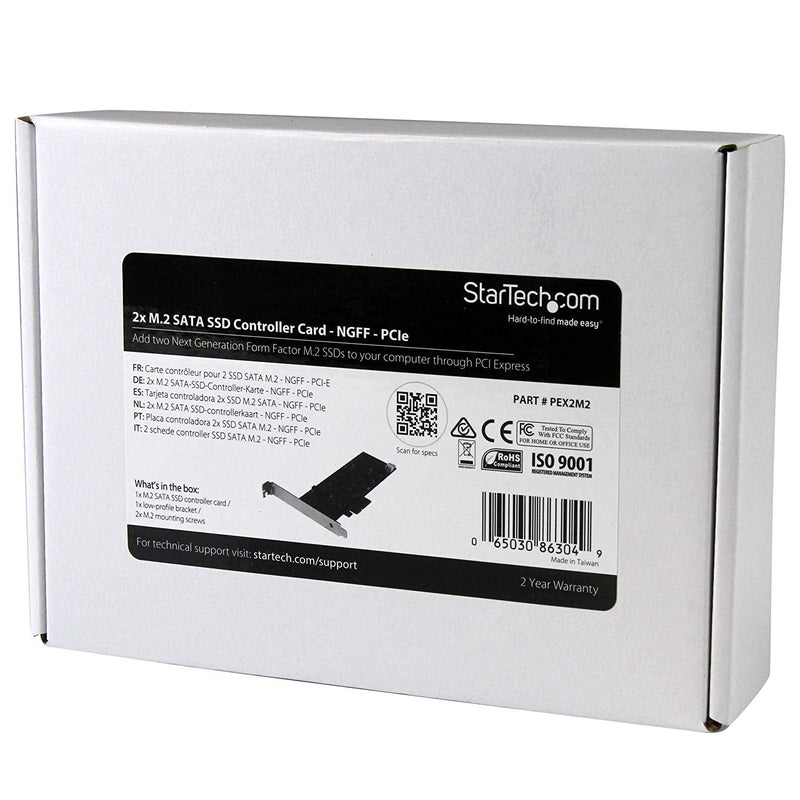 [Australia - AusPower] - StarTech.com 2x M.2 SATA SSD Controller Card - PCIe - PCI Express M.2 SATA III Controller - NGFF Card Adapter (PEX2M2), Red 