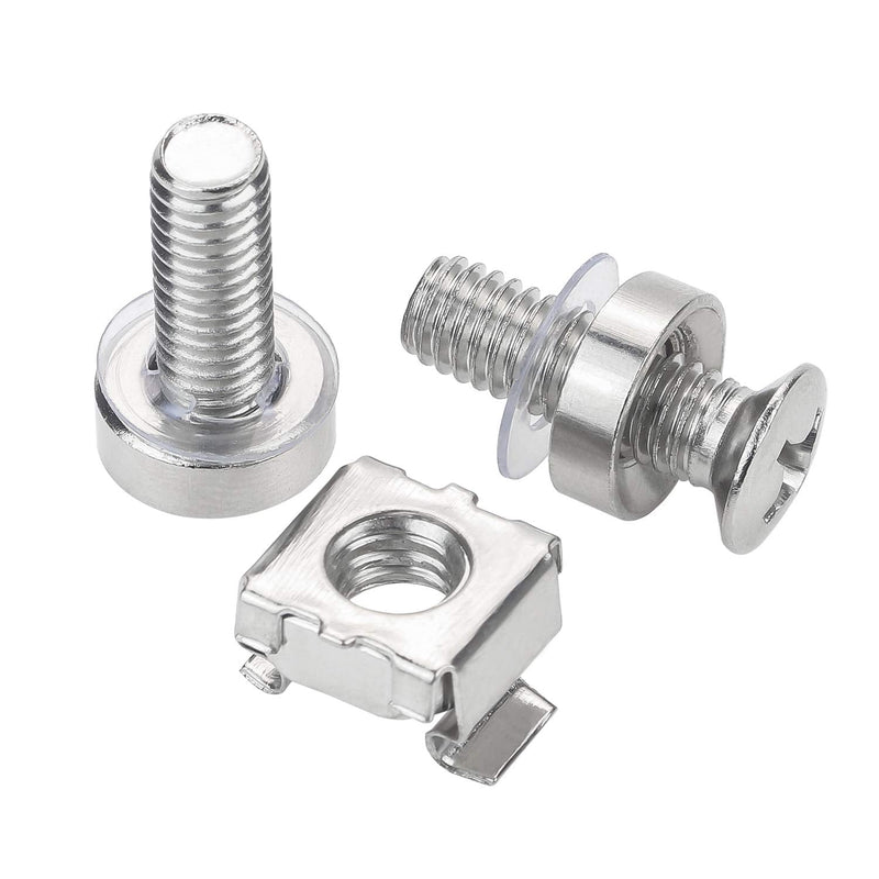 [Australia - AusPower] - Favordrory 30 Pack M6 x 20mm Rack Mount Cage Nuts, Screws and Washers for Rack Mount Server Cabinet, Rack Mount Server Shelves, Routers (Silver) Silver 