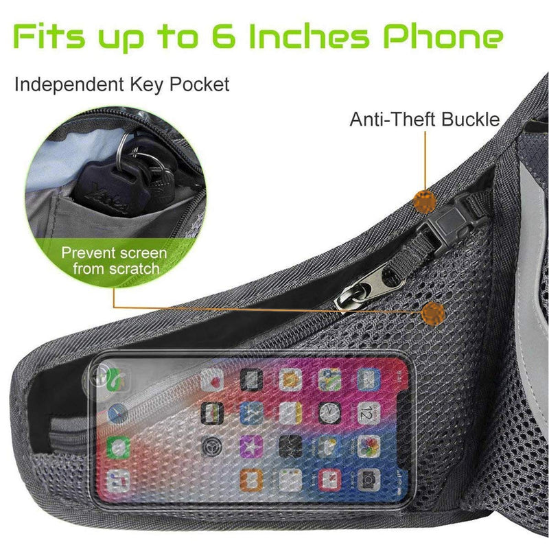 [Australia - AusPower] - PYFK Running Belt Hydration Waist Pack with Water Bottle Holder for Men Women Waist Pouch Fanny Bag Reflective Black 