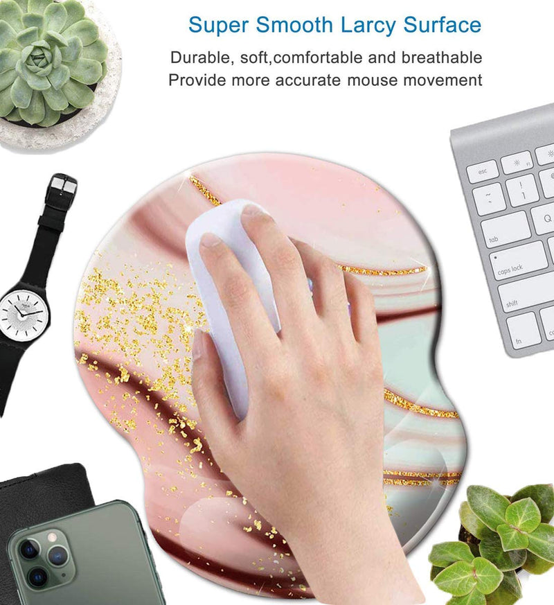 [Australia - AusPower] - Mouse Pad with Wrist Support, Non Slip Mousepad Wrist Rest for Office, Computer, Laptop & Mac- Durable & Comfortable & Lightweight Ergonomic Support Mouse Mat (Pretty Marble-Wrist-5) Pretty Marble-Wrist-5 