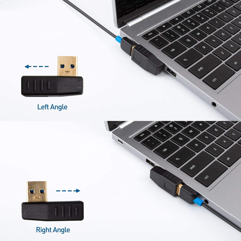 [Australia - AusPower] - Cable Matters 2-Pack USB 3.0 Coupler USB Female to Female Adapter Gender Changer & Combo-Pack 90 Degree Left and Right Angle USB Adapter 