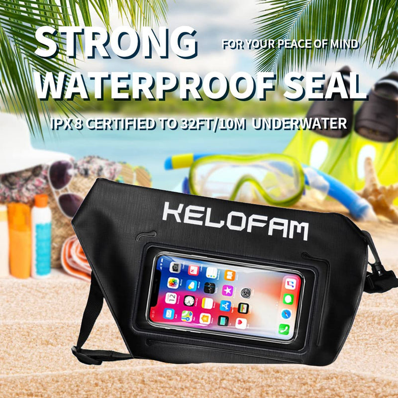 [Australia - AusPower] - Kelofam Waterproof Pouch for swimming, Screen Touch Sensitive Waterproof Bag with Adjustable Waist Strap, Super Lightweight, Bigger Space, Keep Your Phone and Valuables Safe and Dry, Dry bag Perfect for Swimming Snorkeling Boating Kayaking Beach Pool W... 