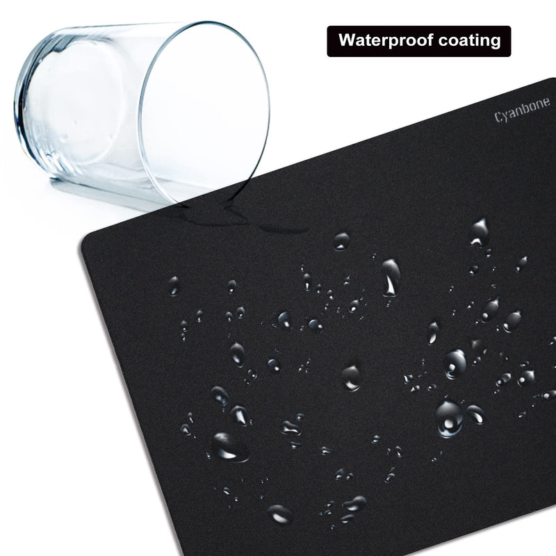 [Australia - AusPower] - Mini Mouse Pad Small Size 2 Pack, Cyanbone Portable Mouse Pad for Laptop Waterproof, Cute Travel Mousepad Black with Non Slip Rubber Base for Wireless Mouse - 5.5 x 7 Inch 2 Pack-5.5"x7" 
