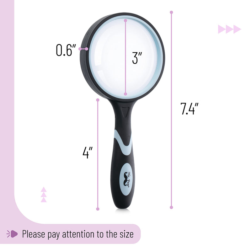 [Australia - AusPower] - Mr. Pen- Magnifying Glass, 2 Pack, 10X Magnifier, 75mm Glass Lens, Magnifying Glass for Kids and Adults, Handheld Magnifying Glass, Magnifier for Reading 