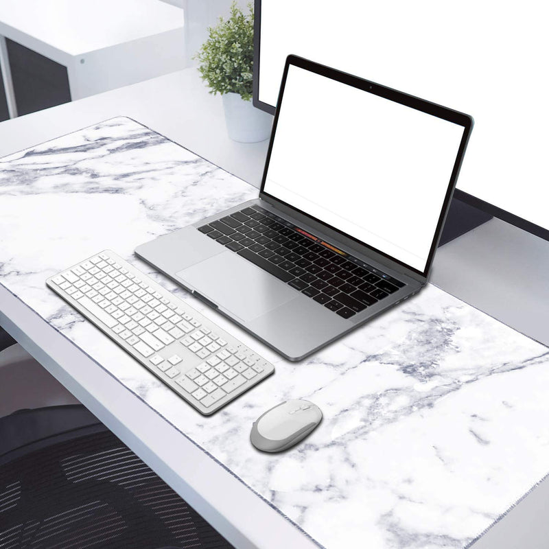 [Australia - AusPower] - HAOCOO Desk Pad, Office Desk Mat 31.5" ×15.7" Large Gaming Mouse Pad Durable Extended Computer Mouse Pad Water-Resistant Thick Writing Pads with Non-Slip Rubber Base for Office,White Marble 31.5" × 15.7" A White Marble 