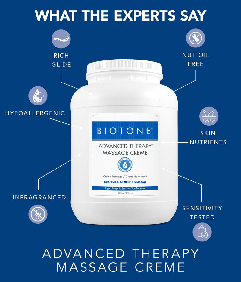 [Australia - AusPower] - BIOTONE Advanced Therapy Massage Creme, Hypoallergenic and Fragrance-Free, Ideal Glide and Workability, Less Reapplications, Non-Greasy Finish 16 Fl Oz (Pack of 1) 