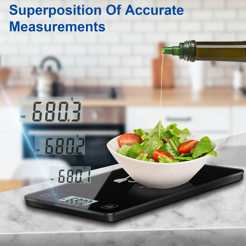 [Australia - AusPower] - Food Scale, Smart Food Scale with Battery for Food Ounces and Grams with,Tare Function Easy Kitchen Scale Clean Waterproof Tempered Glass for Baking Digital Food Scale 