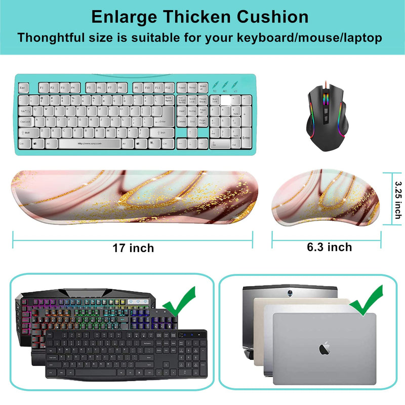 [Australia - AusPower] - Keyboard Wrist Rest Pad, Ergonomic Mouse Pad with Wrist Support, Upgrade Memory Foam Keyboard Wrist Pillow Rest Pad Set, Lycra Fabric with Marble Pattern Mousepad for Working (WR-Charming Marble) Wr-charming Marble 