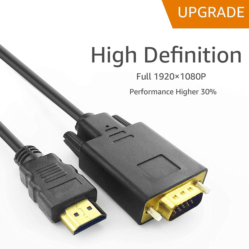 [Australia - AusPower] - PeoTRIOL HDMI to VGA Cable, 1080P HDMI Male to VGA Male M/M Video Converter Cord VGA Adapter Compatible w/ HDMI Desktop, Laptop, DVD to 15 Pin D-SUB VGA HDTV Monitor Projector - 6Feet 6 Feet 