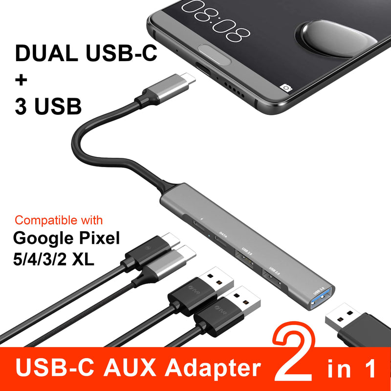 [Australia - AusPower] - USB C Headphone Adapter & 60W Fast Charge,ivoros Dual Type C Audio Splitter,USB3.0 Hub,Aux Converter,Work for iPad Pro/Air 4,Samsung Galaxy S21/S20/FE 5G/+/Ultra/Note 20/10/Plus,Google Pixel 4/3/2 XL 