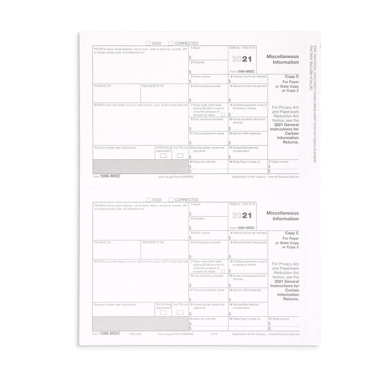 [Australia - AusPower] - 1099 MISC Forms 2021, 4 Part Tax Forms Kit, 25 Vendor Kit of Laser Forms, Compatible with QuickBooks and Accounting Software, 25 Self Seal Envelopes Included 
