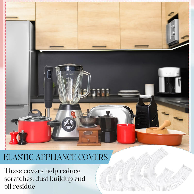 [Australia - AusPower] - Chivertion 100 Pcs Disposable Clear Kitchen Appliance Covers Furniture Dust Cover Dustproof with Elastic for Small Appliance, Toaster Oven, Pressure Cooker, Blender, Air Fryer, 5 Different Sizes 