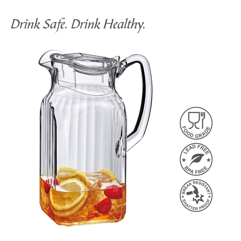 [Australia - AusPower] - Amazing Abby - Quadly Bandly - Acrylic Pitcher (64 oz), Clear Plastic Water Pitcher with Lid, BPA-Free and Shatter-Proof, Great for Iced Tea, Sangria, Lemonade, Juice, and More Quadly Bandly (64 oz) 