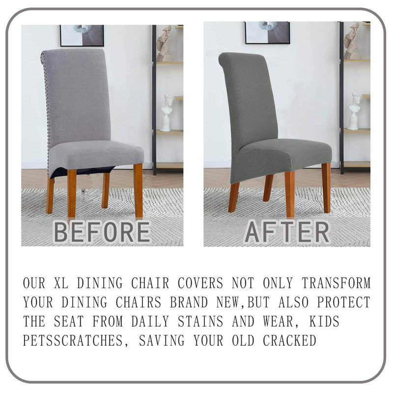 [Australia - AusPower] - Deisy Dee Stretch XL/Oversized Soft Spandex Extra Large Dining Room Chair Covers for Kitchen Dining，Removable Washable Chair Protectors Slipcovers (Grey, 2) Grey 
