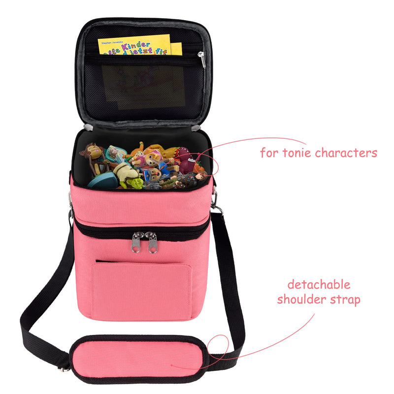 [Australia - AusPower] - Bevegekos Tonies Carrying Bag for Toniebox Starter Set, Travel Organizer Carrier Case for Music Box, Characters, Charging Station & Headphones, Box only (Small, Light Pink) Smalll 