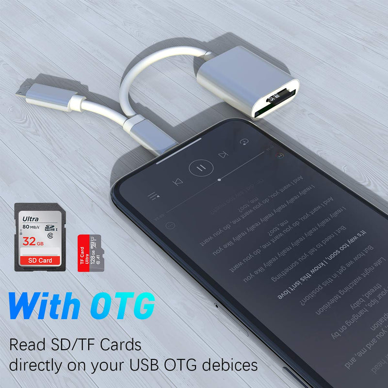 [Australia - AusPower] - USB C Card Reader, SD/TF Micro SD Card Reader, Micro USB Type C USB 3.0 Aluminum OTG Adapter Compatible with Android Phones/Tablet PC/Laptop with OTG Function Micro SD Reader Memory Card Reader 
