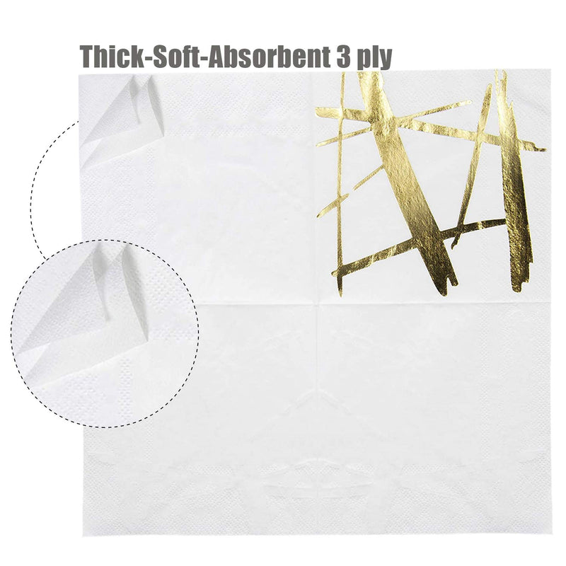 [Australia - AusPower] - 100 Gold Foil Cocktail Napkins, 3-Ply Disposable Paper Napkins for Birthday/Wedding Baby/Bridal Shower Celebration/Event/Dessert/Cake Table/Party Decorations, Folded 5" x 5" 5" * 5" 