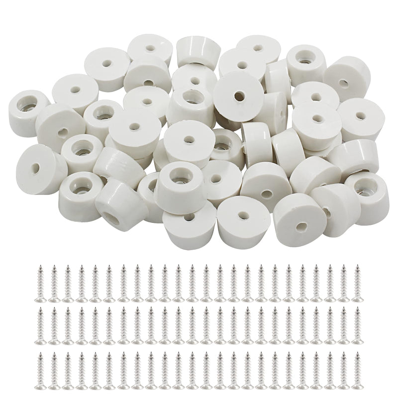 [Australia - AusPower] - Hordion 52Pcs Rubber Feet Cutting Board Feet, 0.56" W x 0.29" H Round Rubber Bumpers Non-Slip with Screws & Built-in Washers for Furniture Electronics Appliances, White 52 0.56" W x 0.29", White 