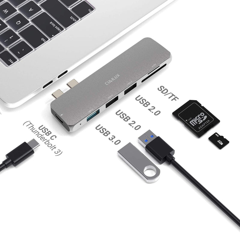 [Australia - AusPower] - Cubilux 6-in-1 USB C HUB Compatible with MacBook Pro(M1), Type C to 1x USB 3.0, 2X USB 2.0, SD/TF Card Slot, 1x 100W USB C PD Charging Port Docking Station Compatible with 2021~2016 MacBook Pro 