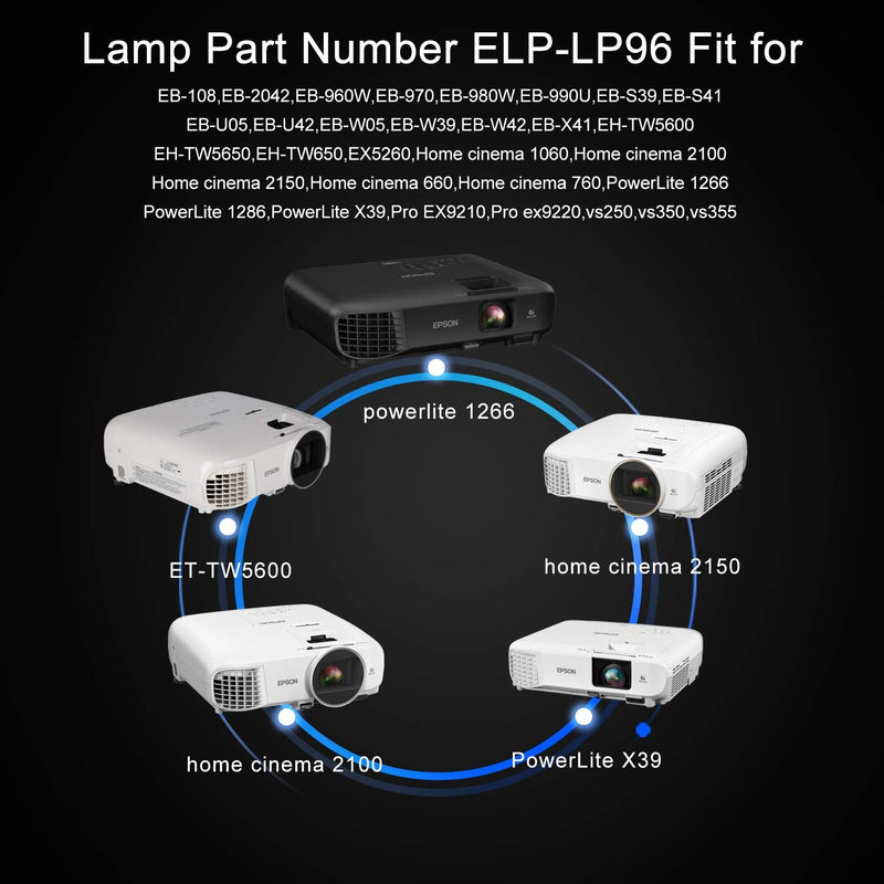 [Australia - AusPower] - for ELPLP96 V13H010L96 EPSON Vs350 Vs355 Home Cinema 2100 Home Cinema 2150 1060 660 760hd VS250 VS350 VS355 EX9210 Compatible Projector lamp with Housing by SW-LAMP 