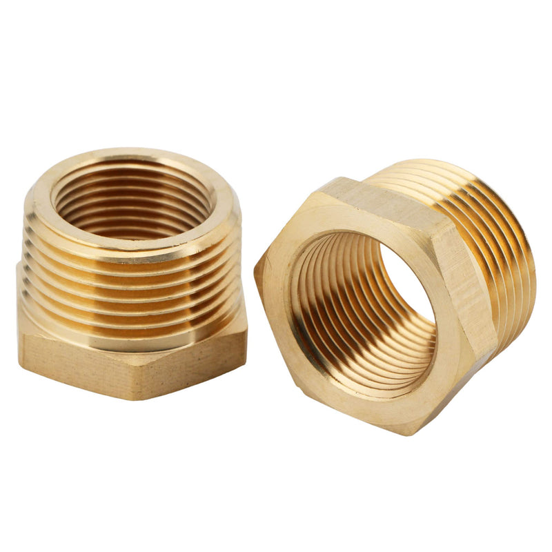 [Australia - AusPower] - U.S. Solid 2pcs Brass Reducer Hex Bushing Brass Threaded Pipe Fitting (1" NPT Male x 3/4" NPT Female) 1" NPT Male x 3/4" NPT Female 