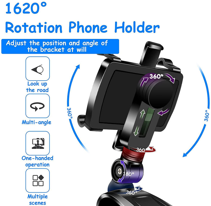 [Australia - AusPower] - CHRYMUM Car Phone Mount 360 Degree Rotation Universal Car Dashboard Phone Holder, Multi-use Spring Clip Car Phone Holder Compatible with iPhone, Samsung, Android 4 to 7 inch All Mobile Phones, black 
