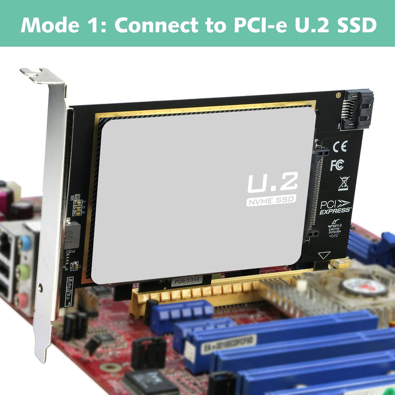 [Australia - AusPower] - U.2 to PCI-e Adapter, RIITOP PCIe 3.0 x4 to 2.5" U.2 (SFF-8639) SSD or SATA3 (6G) to 2.5 SATA SSD Expansion Card 