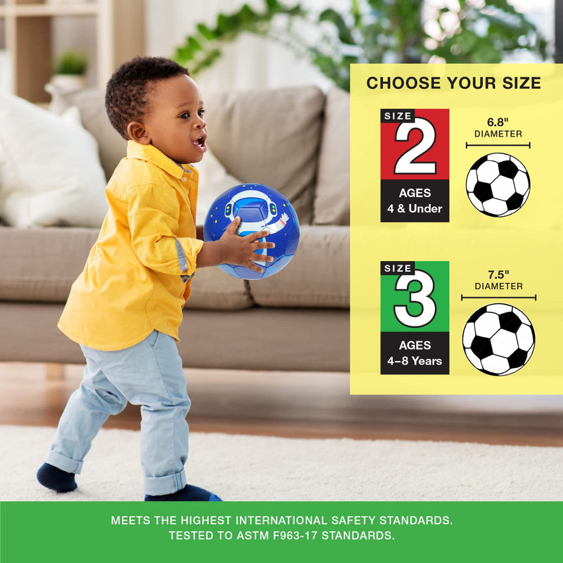 [Australia - AusPower] - Xcello Sports Kids Soccer Ball Soft Thick Durable TPU Cover 2 Pack with Pump (Available in Size 2, and Size 3) Black/White 