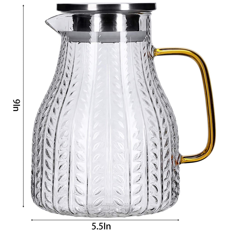 [Australia - AusPower] - WUWEOT 74 OZ Glass Water Pitcher, Tea Carafe Beverage Jug Teapot Pitcher with Stainless Steel Lid and Spout for Cold Water, Hot Water, Homemade Iced Tea and Juice 