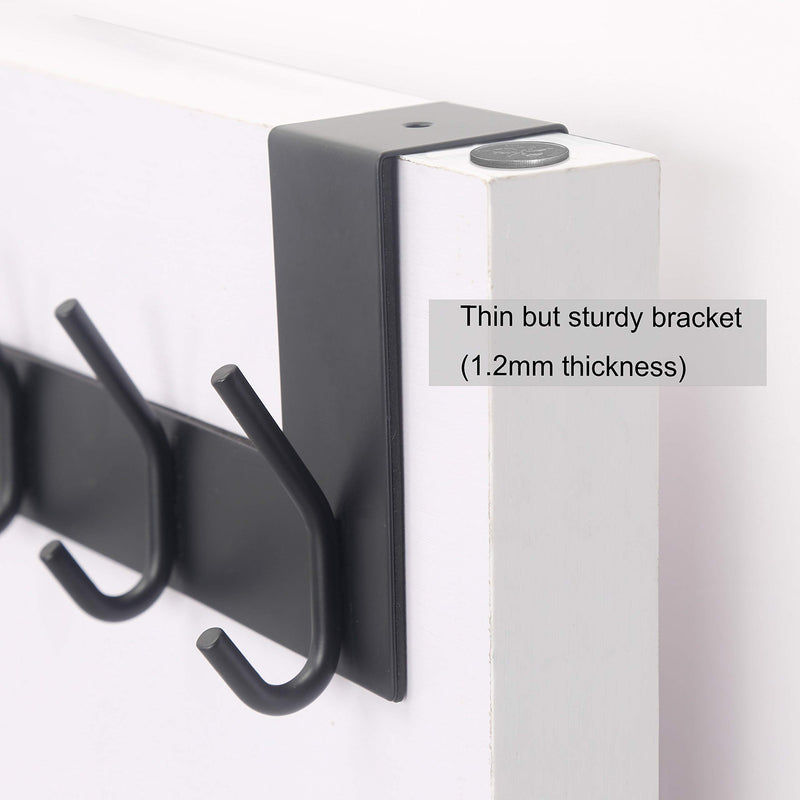 [Australia - AusPower] - WEBI Over The Door Hook Door Hanger:Over The Door Towel Rack with 6 Coat Hooks for Hanging,Towel Hanger Door Coat Hanger Over Door Coat Rack for Towels,Clothes,Back of Bathroom,Black Black 1 Pack 