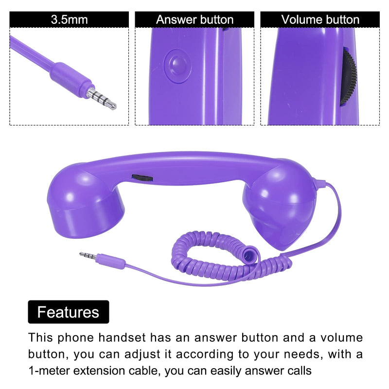 [Australia - AusPower] - MECCANIXITY 3.5mm Retro Telephone Handset Phone Telephone Receiver for Microphone Speaker Purple 