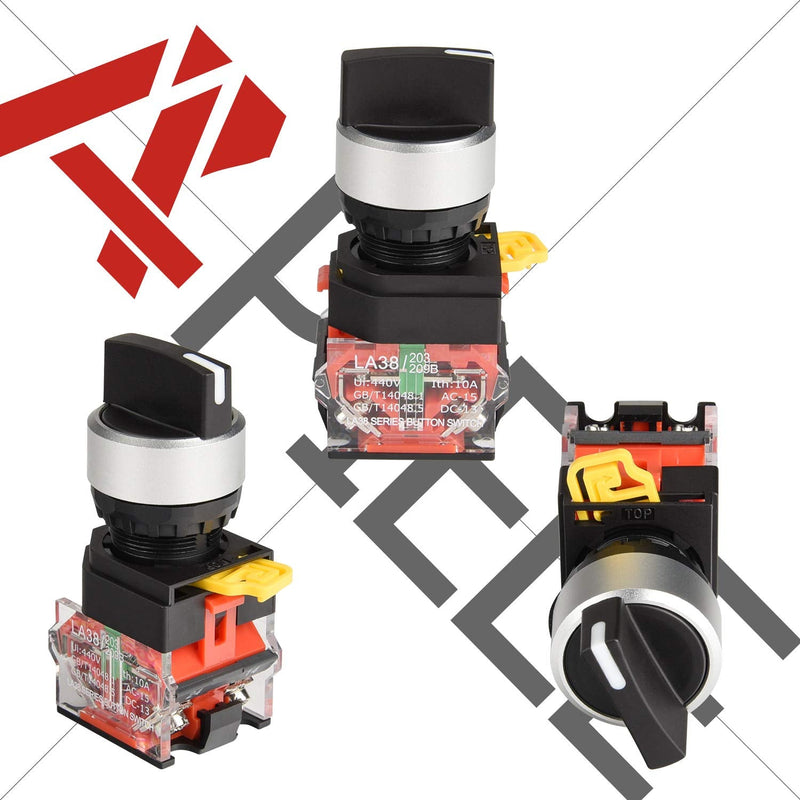[Australia - AusPower] - APIELE 22mm 2 Position Selector Switch 10A 440V Push Button Switch Maintained (Pack of 2) 
