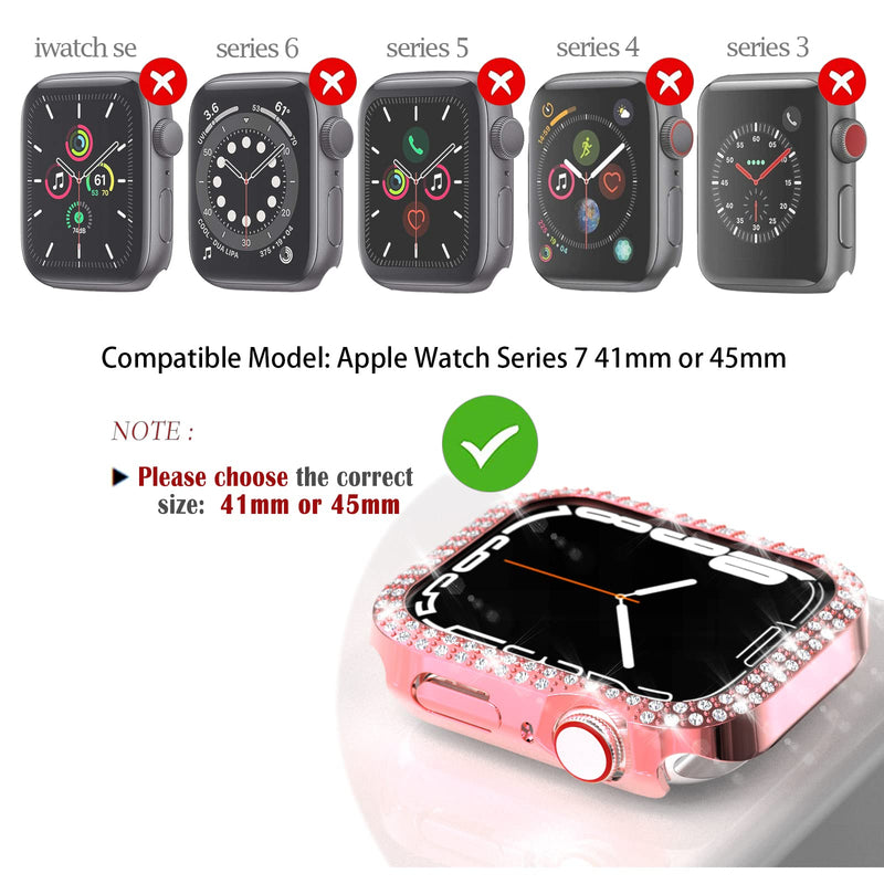 [Australia - AusPower] - OHPROCS Bling Case Compatible with Apple Watch Series 7 Protector 41mm 45mm Shiny Diamond Face Cover Hard Rhinestone Bumper for iWatch 7 Women Men Accessories (Black/Silver/Pink, 45mm) Black/Silver/Pink 