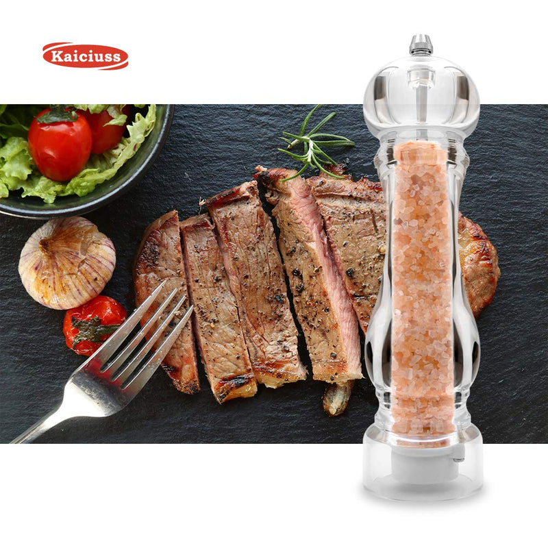 [Australia - AusPower] - Kaiciuss Salt Pepper Grinder Mill Arcylic,the Best Peppercorn Grinder with Adjustable Mill-Clear White Box 1 Pack 
