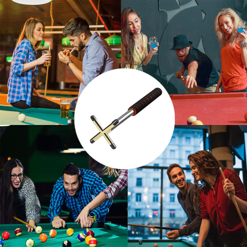 [Australia - AusPower] - Vanknono Retractable Billiards Cue Stick Bridge Retractable Pool Cue Stick, Billiard Bridge Stick Pool Bridge with 3 Pieces Replaceable Brass Bridge Head, Billiards Pool Cue Accessory for Pool Table 