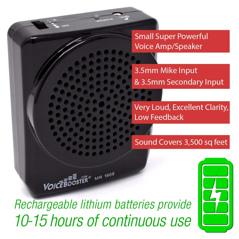[Australia - AusPower] - VoiceBooster Voice Amplifier 12watts Black MR1505 by TK Products, Portable, for Teachers, Coaches, Tour Guides, Presentations, Costumes, Etc. 
