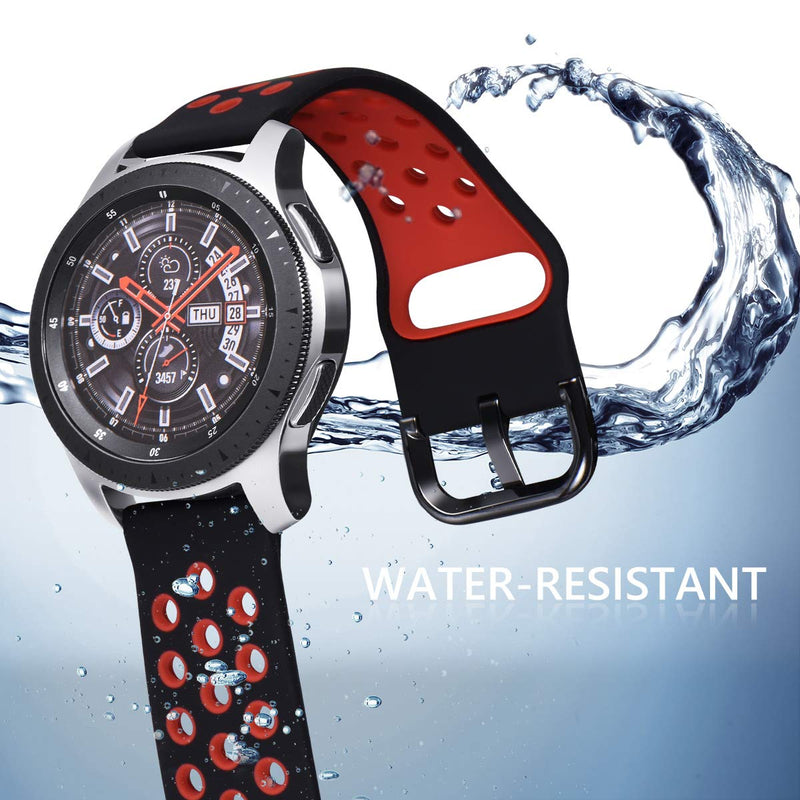 [Australia - AusPower] - Surace Compatible with Galaxy Watch 3 Band 45mm, Soft Silicone Sport Band with Quick-Release Pin Replacement for Galaxy Watch 46mm Bands Smart Watch, Black/Red Galaxy Watch 3 45mm 