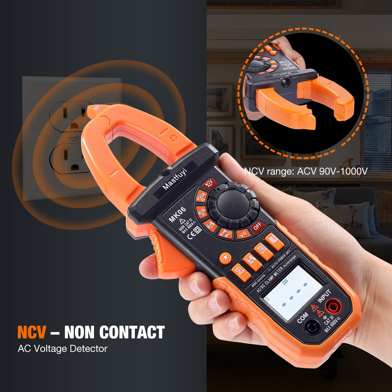 [Australia - AusPower] - Digital Clamp Meter, True RMS 4000 Counts, Digital Electrical Tester Meter Auto-Ranging Measures AC/DC Voltage, AC/DC Current, Resistance, Capacitance, Temperature, Continuity, Diodes, Duty-Cycle 