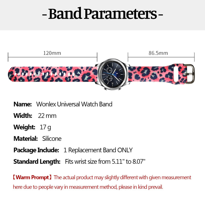 [Australia - AusPower] - Universal Silicone Watch Band Replacement, 20mm Soft Straps Compatible with Gizmo Watch/Samsung Galaxy Watch Active/42mm/Gear Sport/Huawei Watch/TicWatch Bands Pink Leopard 22mm 