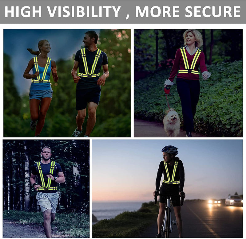 [Australia - AusPower] - Famnosta Running Reflective Vest Gear 3 Pack, Adjustable Safety Vest High Visible Reflective Belt Straps Night Walking Vest Green,Black,Purple 