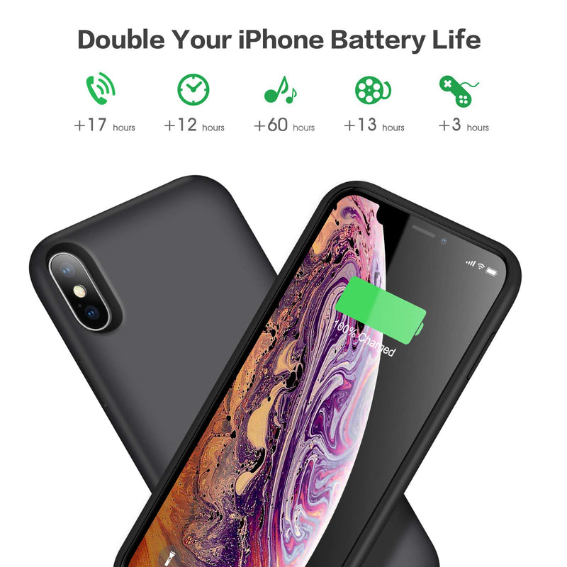 [Australia - AusPower] - VOOE Battery Case for iPhone Xs MAX, 7800mAh Portable Battery Pack Ultra Rechargeable Smart Case Protective Battery Charging Case for iPhone Xs MAX External Battery Backup Cover(6.5 inch) - Black 