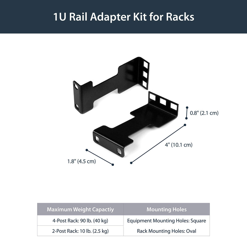 [Australia - AusPower] - StarTech.com Rail Depth Adapter Kit for Server Racks - 4 in. (10 cm) Rack Extender - 1U (RDA1U) 