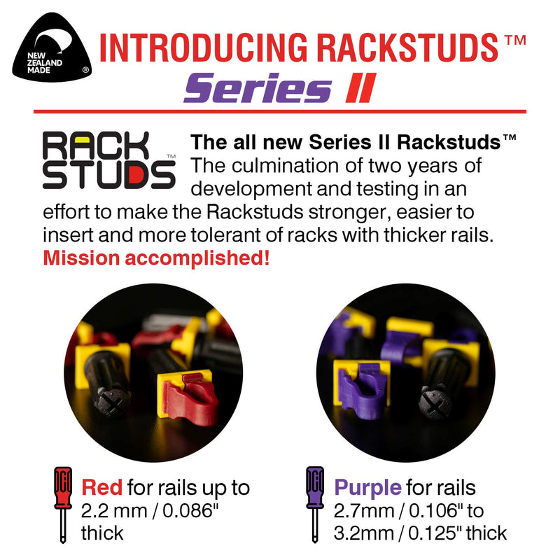 [Australia - AusPower] - Rackstuds 4C Rack Mount Solution Series II – No More Cage Nuts! The Easiest and Safest Server Rack Solution in 19" Racks with Square Punched Vertical Rails. Sample Pack Contains 4 of Each Size/Color 4 Pack Sample 