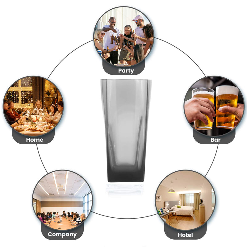 [Australia - AusPower] - Top-spring 12 Oz Reusable Plastic Water Tumblers, Stackable Shatterproof Clear Drinking Glasses, BPA Free, Set of 6 (12 Oz, Gray) 