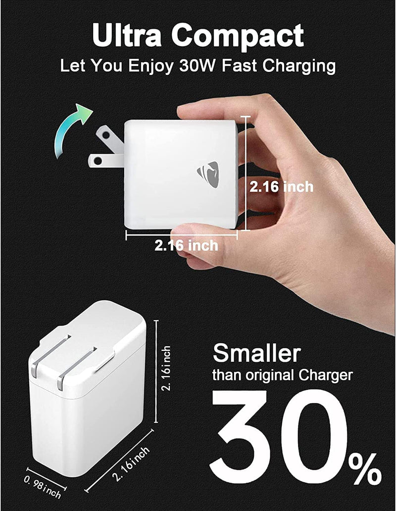 [Australia - AusPower] - USB Wall Charger Block, Aioneus 30W 3-Port Charging Block with PD 3.0 USB C Power Adapter, Fast USB Wall Charger Foldable Plug for iPhone 12 11 Pro Max, Charger Block for Samsung Galaxy, Pixel White 