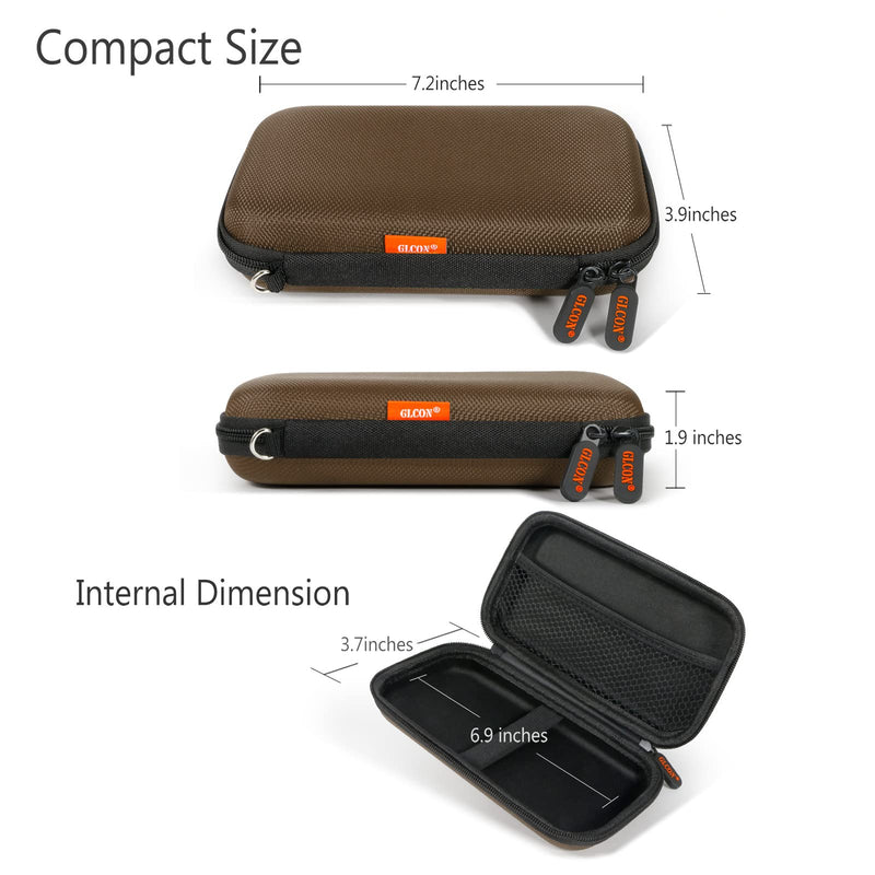 [Australia - AusPower] - Electronic Case Travel Cord Organizer - GLCON Shockproof EVA Hard Carrying Case for Power Bank, Hard Drive, USB Flash Drive, Charger - Portable Small Storage Pouch Bag - Brown 