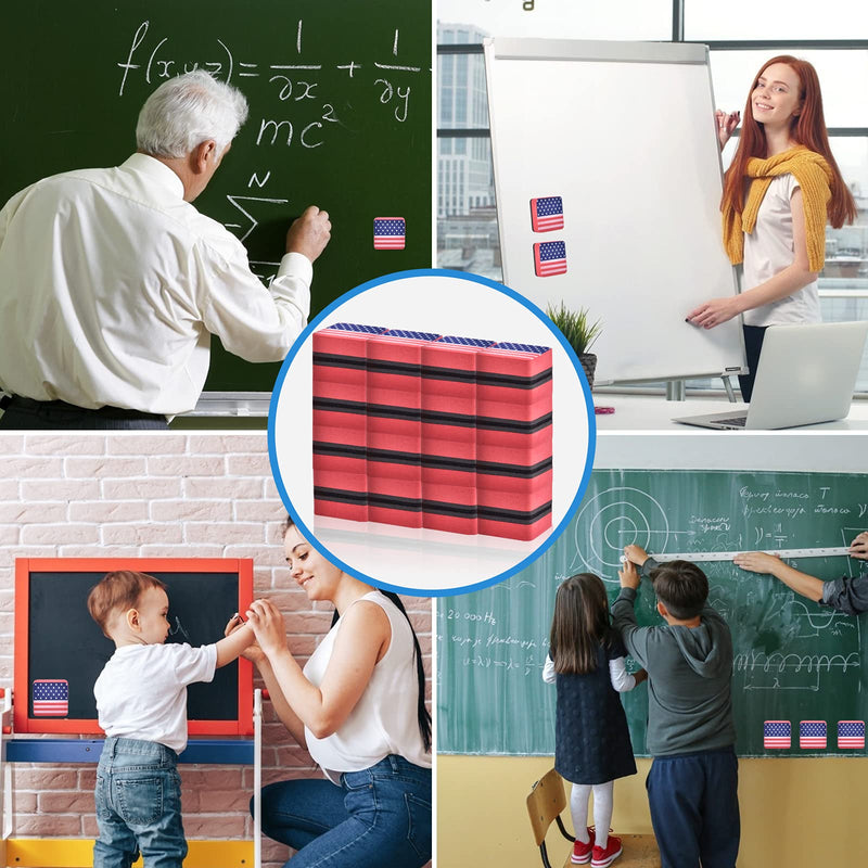 [Australia - AusPower] - Dry Erase Erasers, 48 Pack Magnetic Whiteboard Eraser Chalkboard Cleansers Wiper for Classroom Office and Home (48usflag) 48usflag 